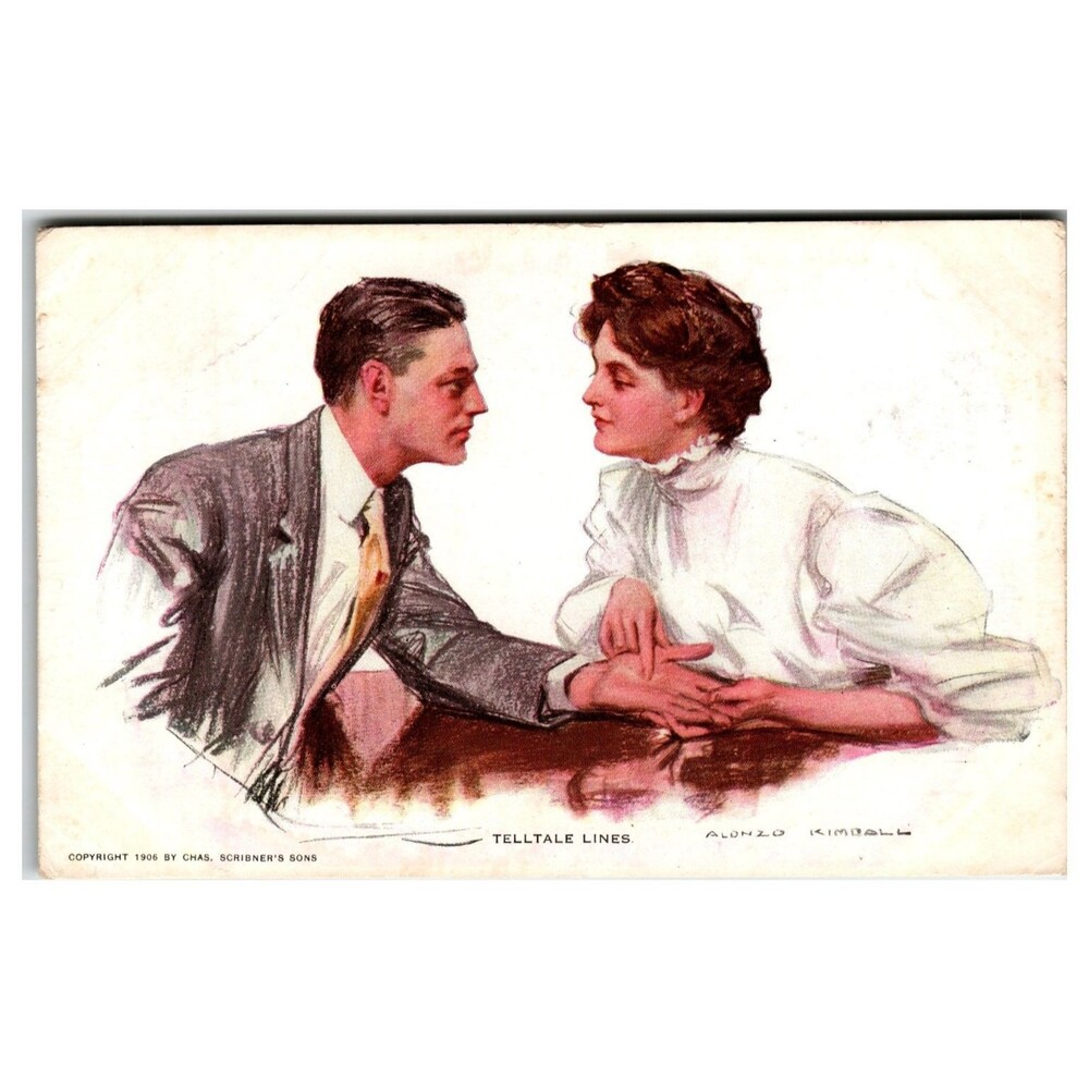 1906 Alonzo Kimball Telltale Lines Romantic Art Postcard Unposted